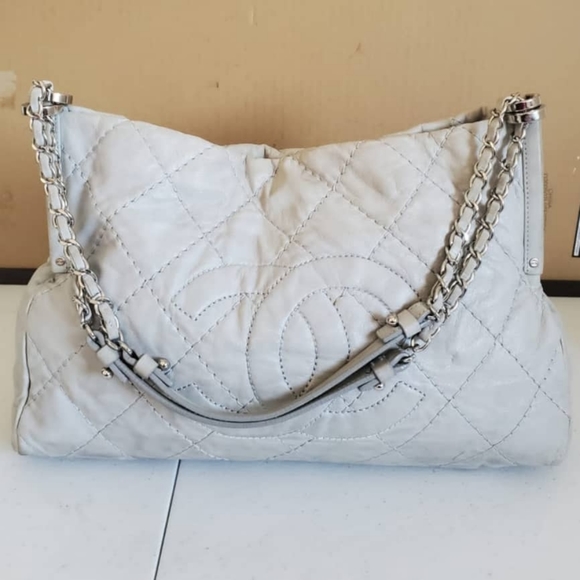 CHANEL Handbags - CHANEL Iridescent Calfskin Small Sea Hit Tote Grey